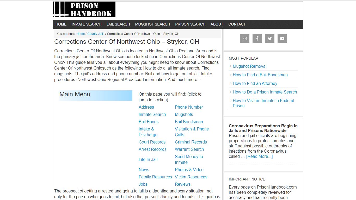 Corrections Center Of Northwest Ohio – Stryker, OH - Prison Handbook